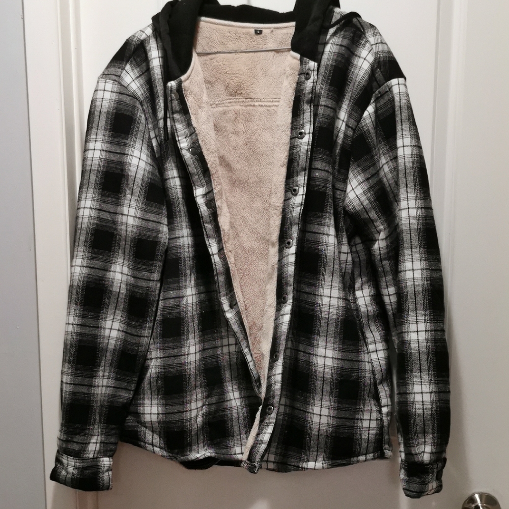 Plaid Black and White Men's lined‎ Jacket